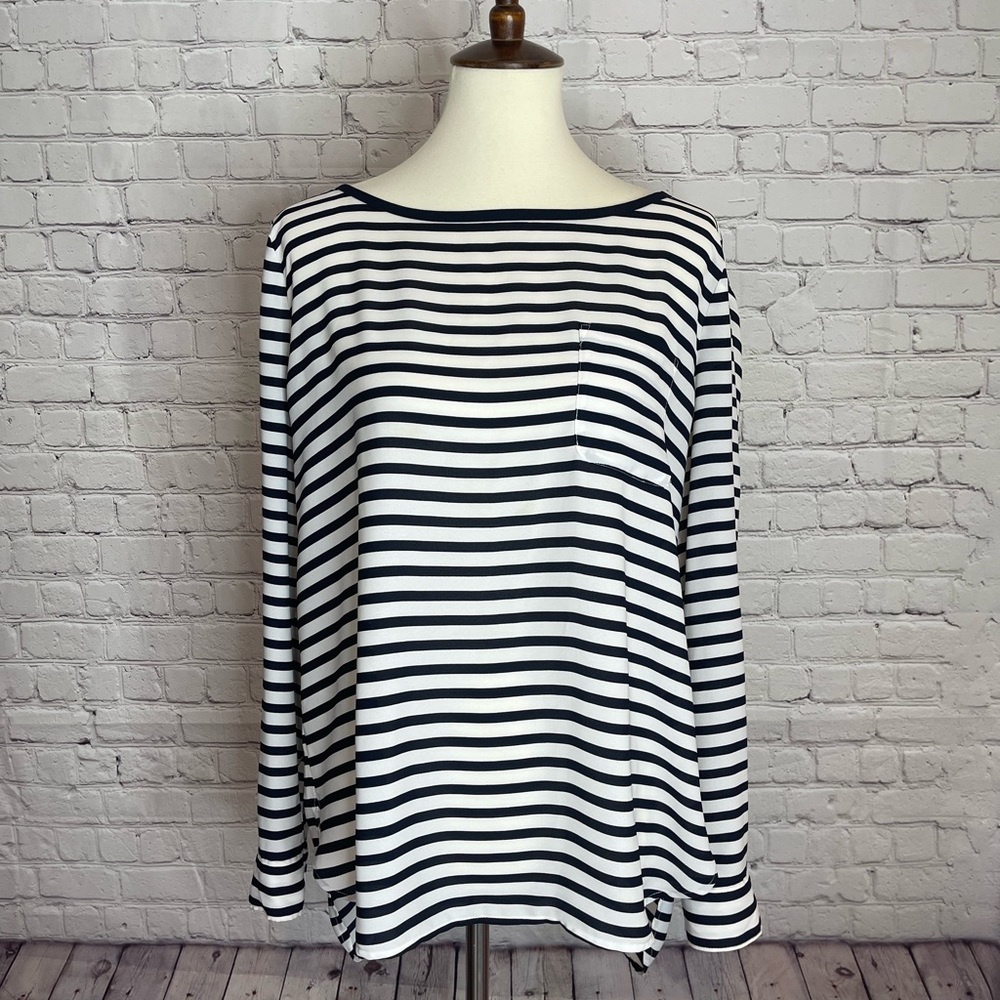 Loft Navy and White Dress Shirt